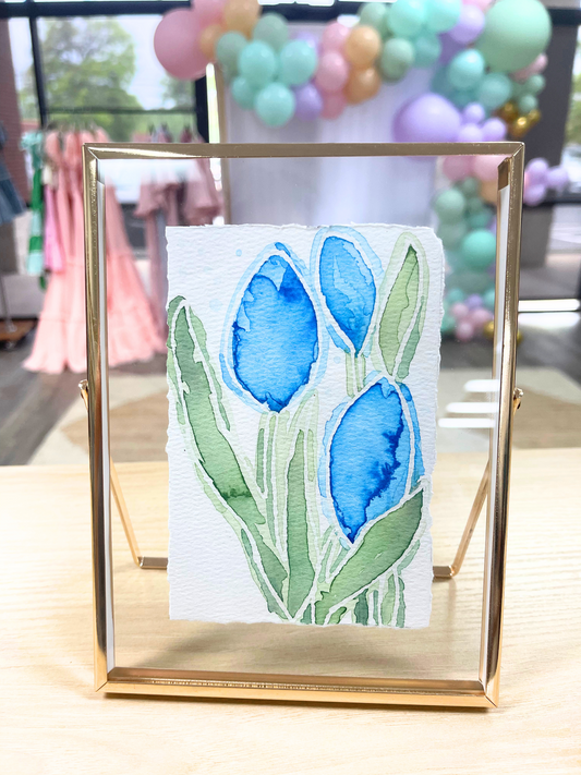 Watercolor Tulip Print on Canvas Paper