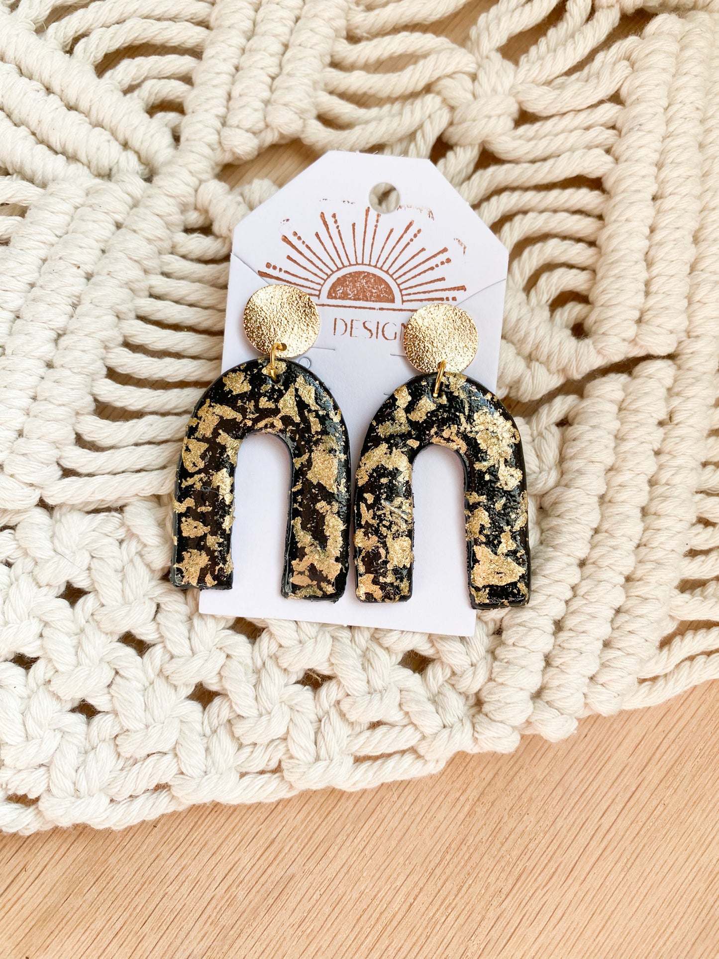 Black and Gold Rainbow Earrings