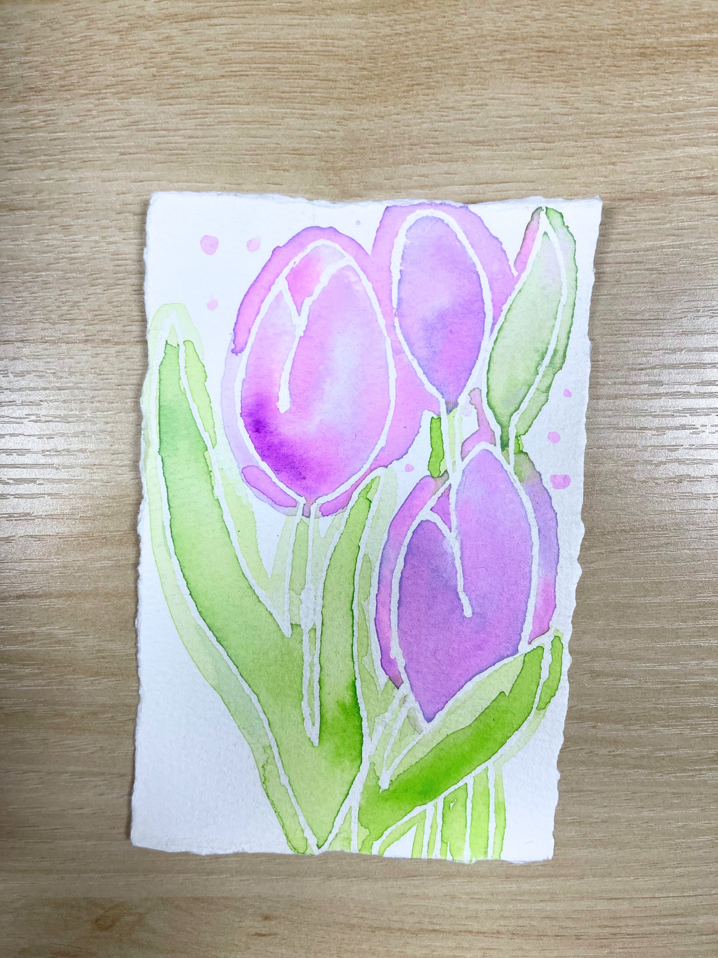 Watercolor Tulip Print on Canvas Paper