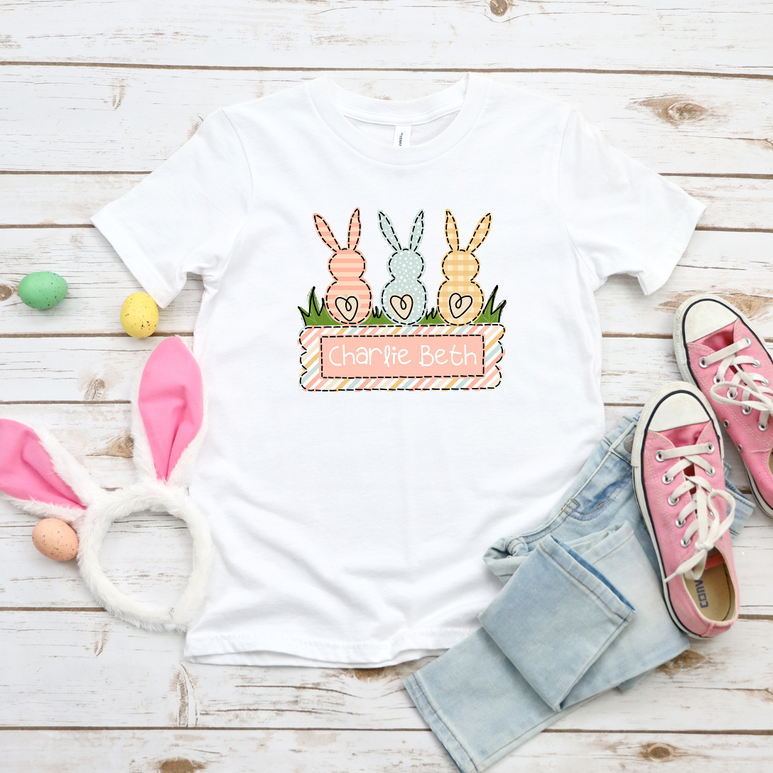 Kids Custom Girls Name Bunny Tee