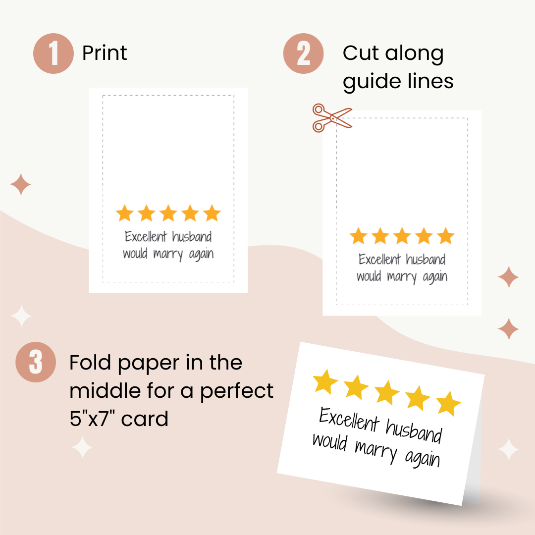Excellent Husband Printable - Instant Digital Download