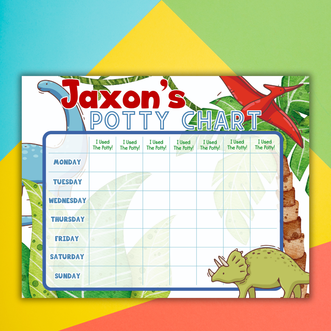 Dino Potty Chart Printable - Instant Digital Download